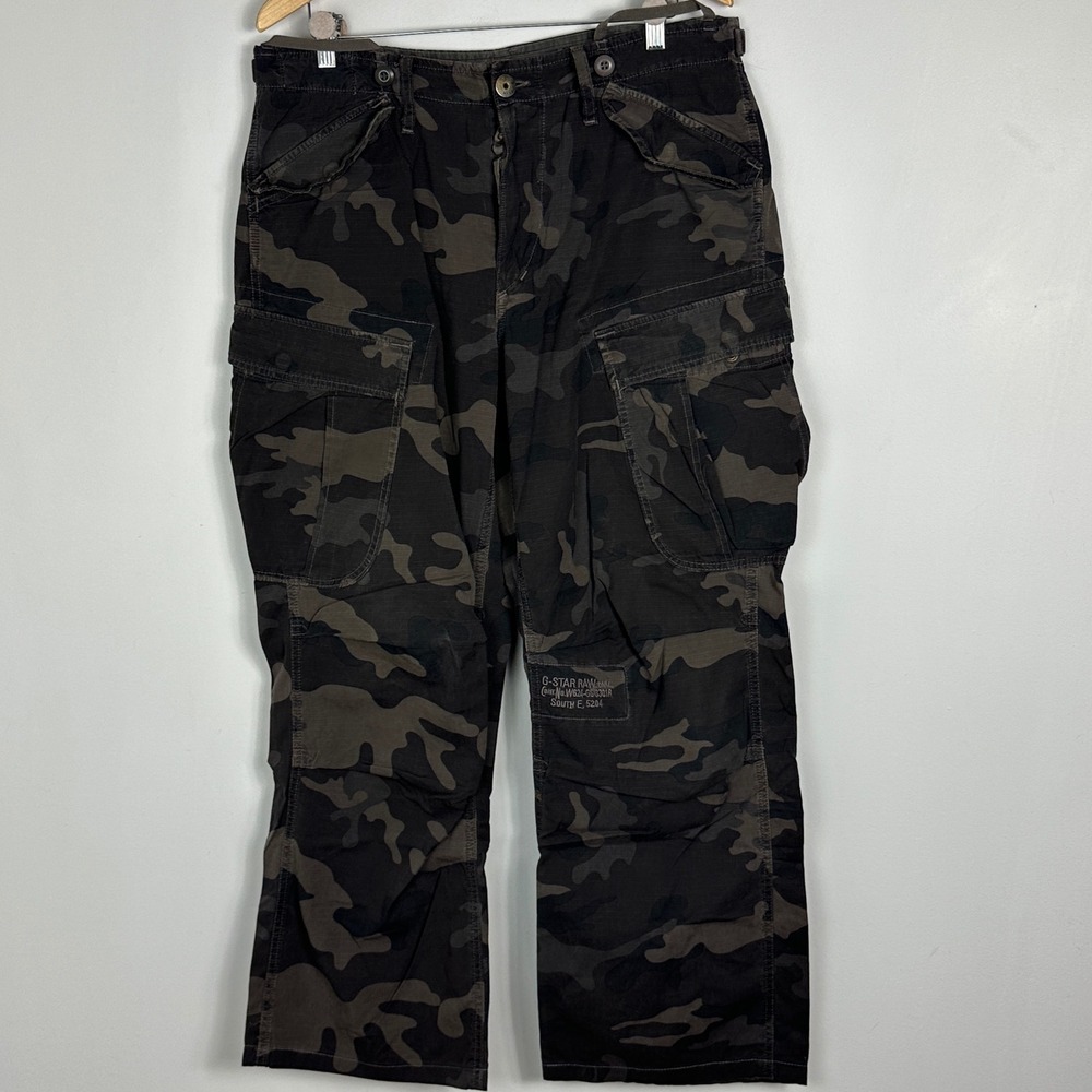 G-Star Mens Camouflage‎ Cargo Pants Mens Size 36 Straight Leg Brown Grunge Y2K